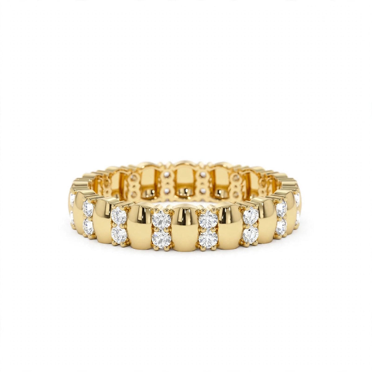 14k Rose Gold Unique Double Row Diamond Eternity Band