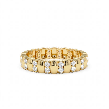 14k Rose Gold Unique Double Row Diamond Eternity Band