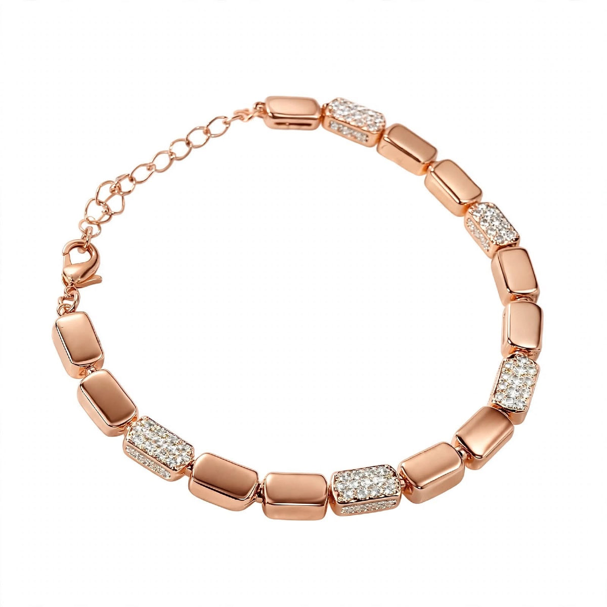 18K Gold Plated Radiant Rectangle Block Link Bracelet