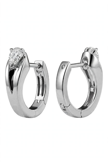 Pear-Cut Diamond Solitaire Hoop Stud Earrings