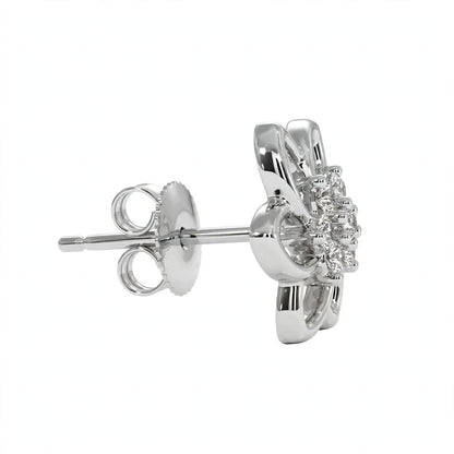Yellow Gold Floral Cluster Diamond Stud Earrings