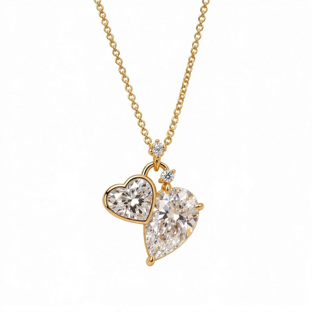Toi et Moi Heart & Pear Cut Diamond Pendant Necklace