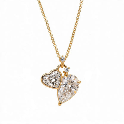 Toi et Moi Heart & Pear Cut Diamond Pendant Necklace