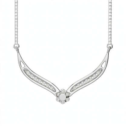 18K White Gold V-Shaped Chevron Diamond Necklace