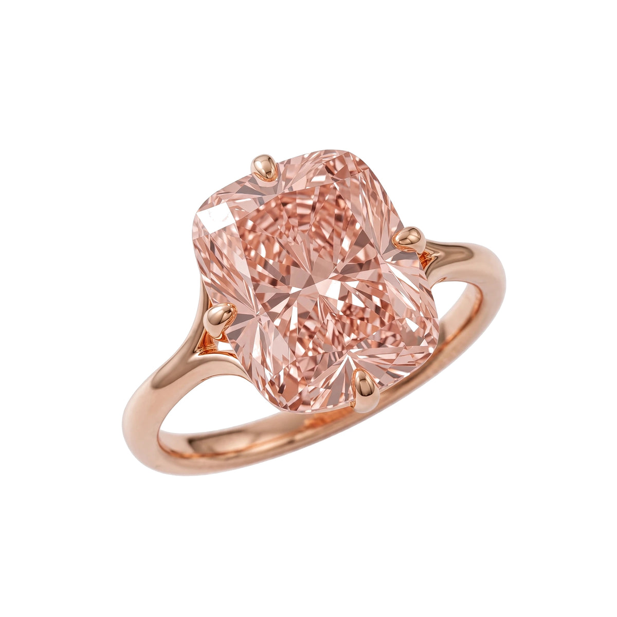 14K Rose Gold Elongated Cushion Cut Morganite Engagement Ring.