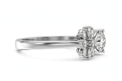 Nature-Inspired Pear Diamond Flower Petal Cluster Ring