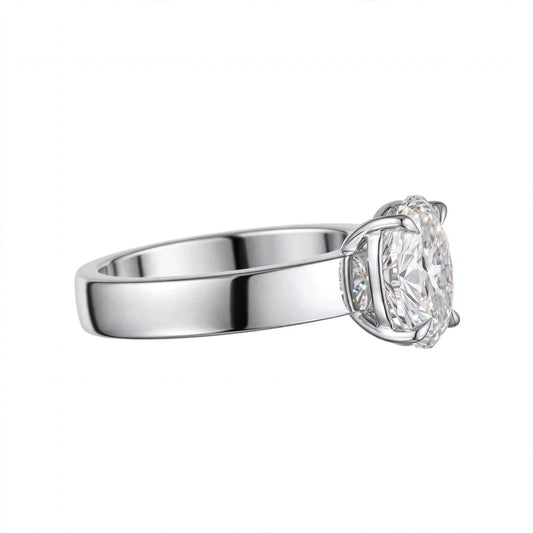 Oval-cut diamond ring.
