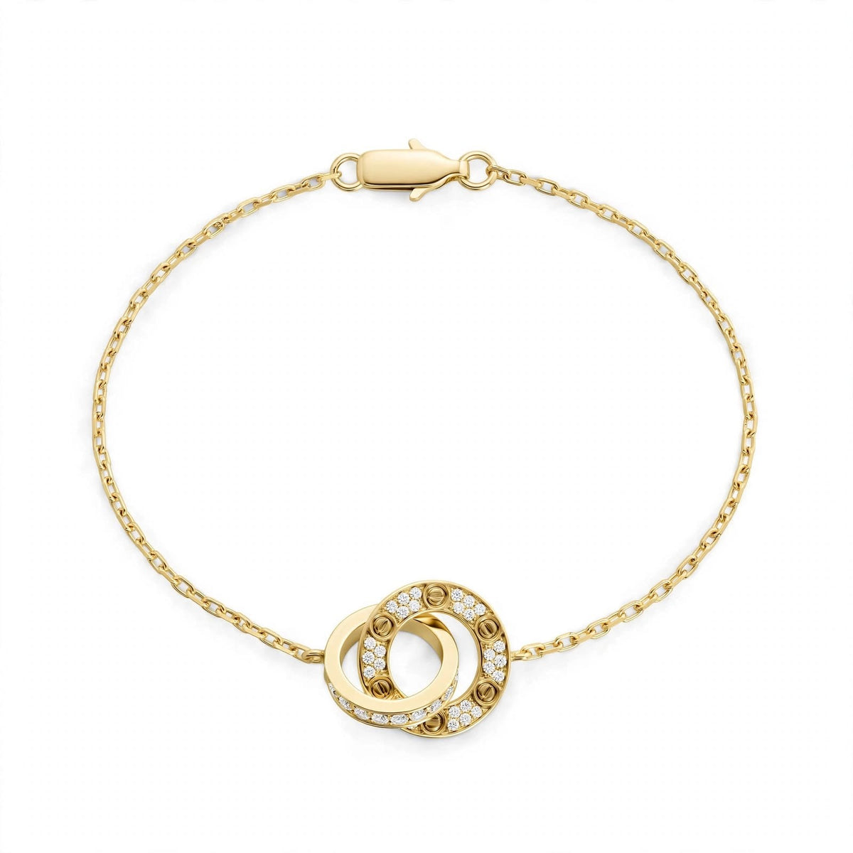 18K Yellow Gold Interlocking Circle Chain Bracelet