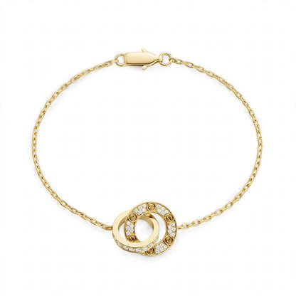 18K Yellow Gold Interlocking Circle Chain Bracelet