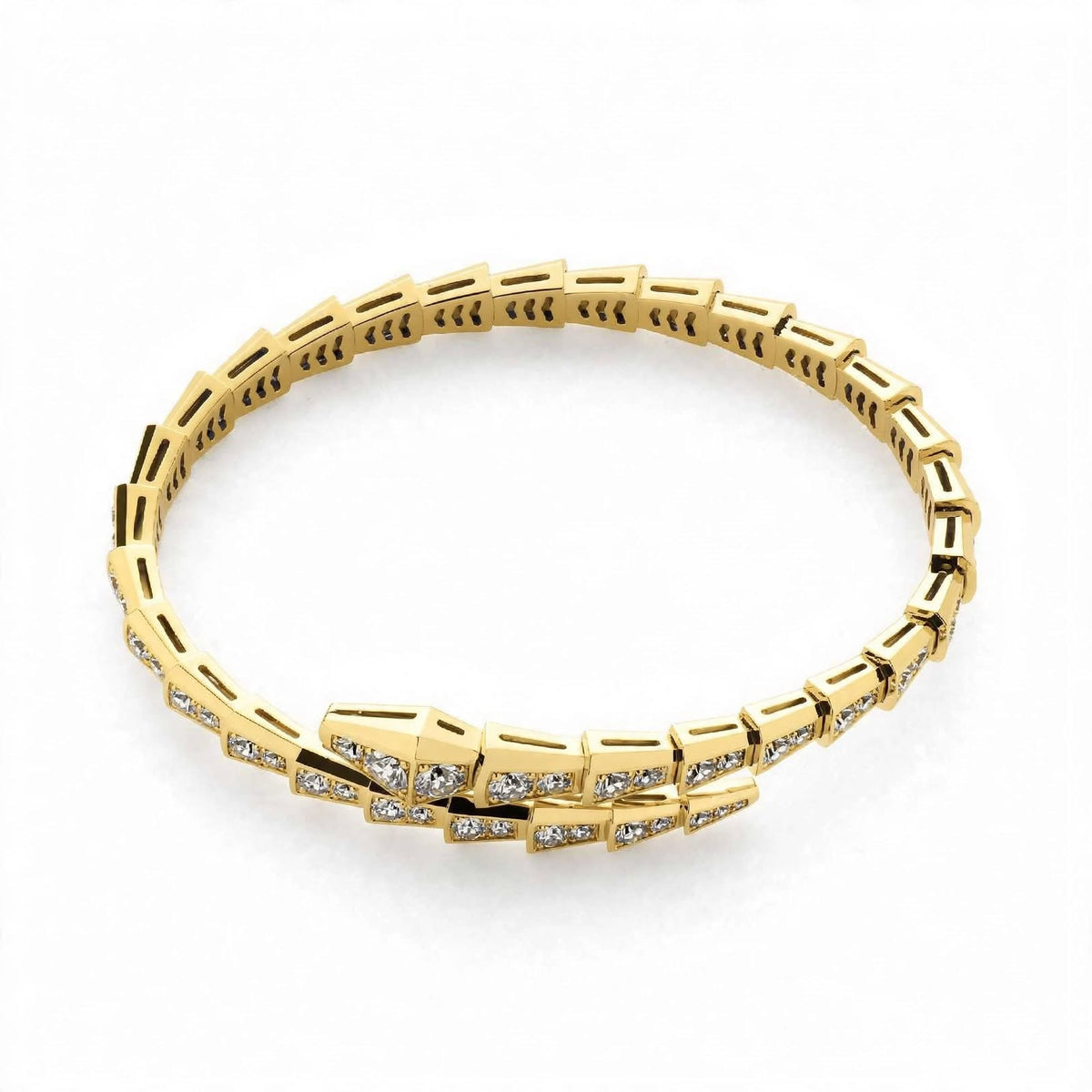 Handmade 18K White Gold Plated Silver Snake Bangle