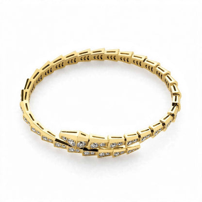 Handmade 18K White Gold Plated Silver Snake Bangle