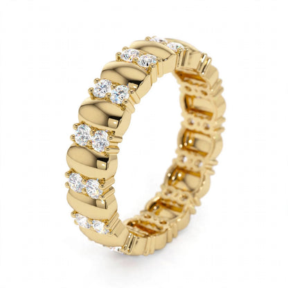 14k Rose Gold Unique Double Row Diamond Eternity Band