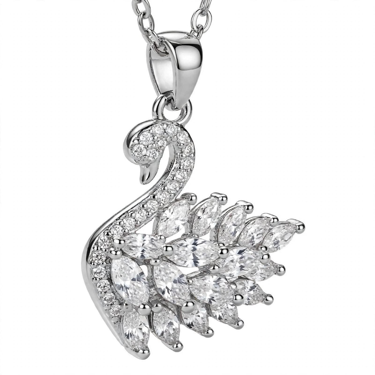 18K Rose Gold Plated Sterling Silver Swan Charm Necklace