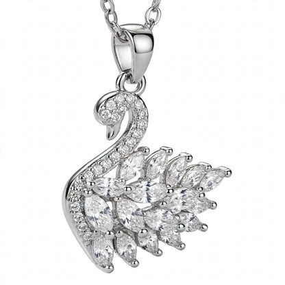 18K Rose Gold Plated Sterling Silver Swan Charm Necklace