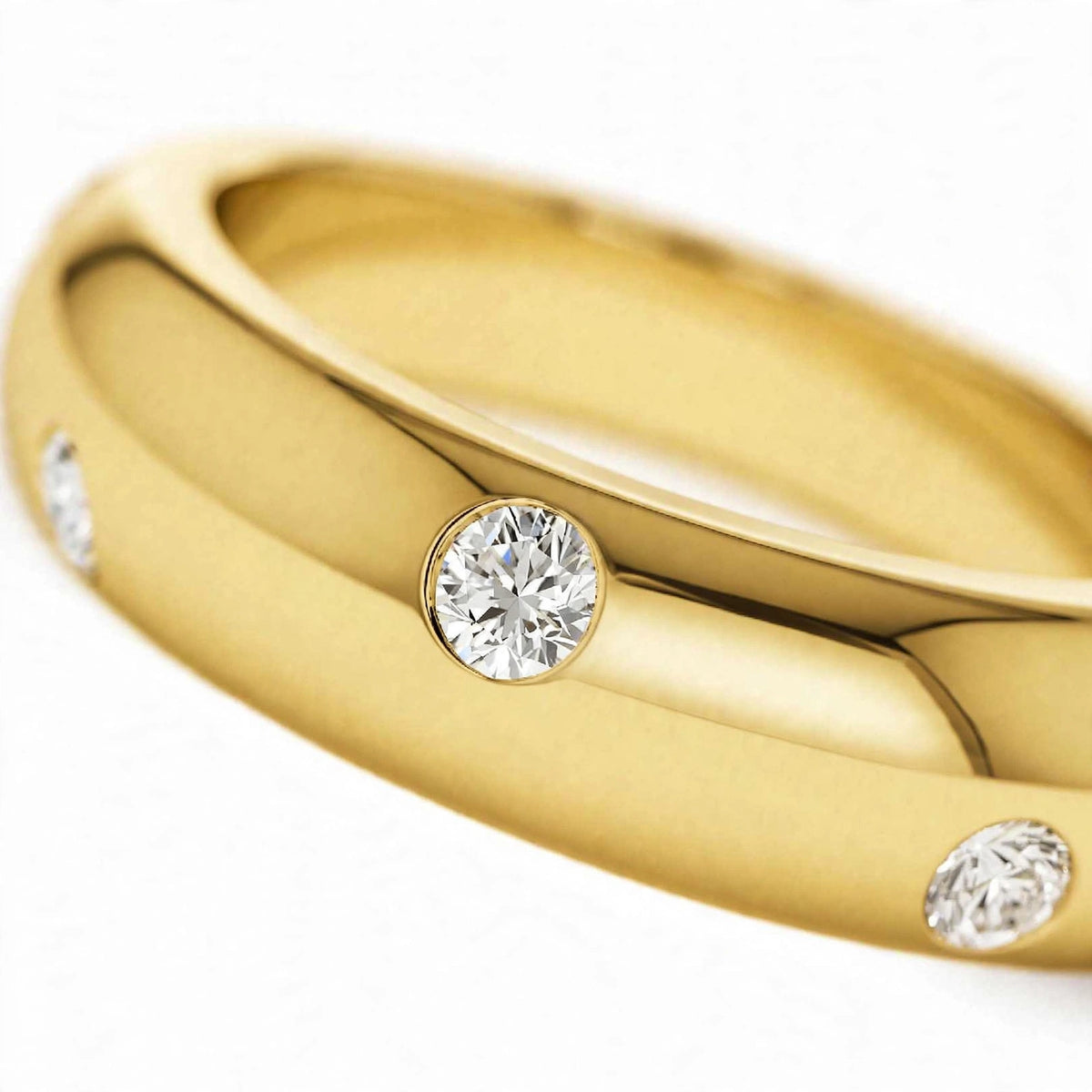 14K White Gold Scattered Flush-Set Diamond Wedding Band
