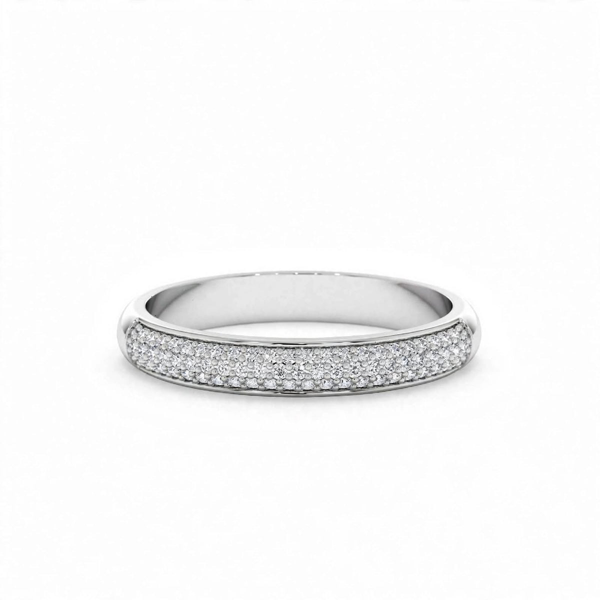 14K Yellow Gold Triple Row Pavé Diamond Eternity Band