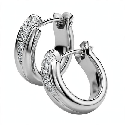 18K Yellow Gold Diamond Pavé Huggie Hoop Earrings