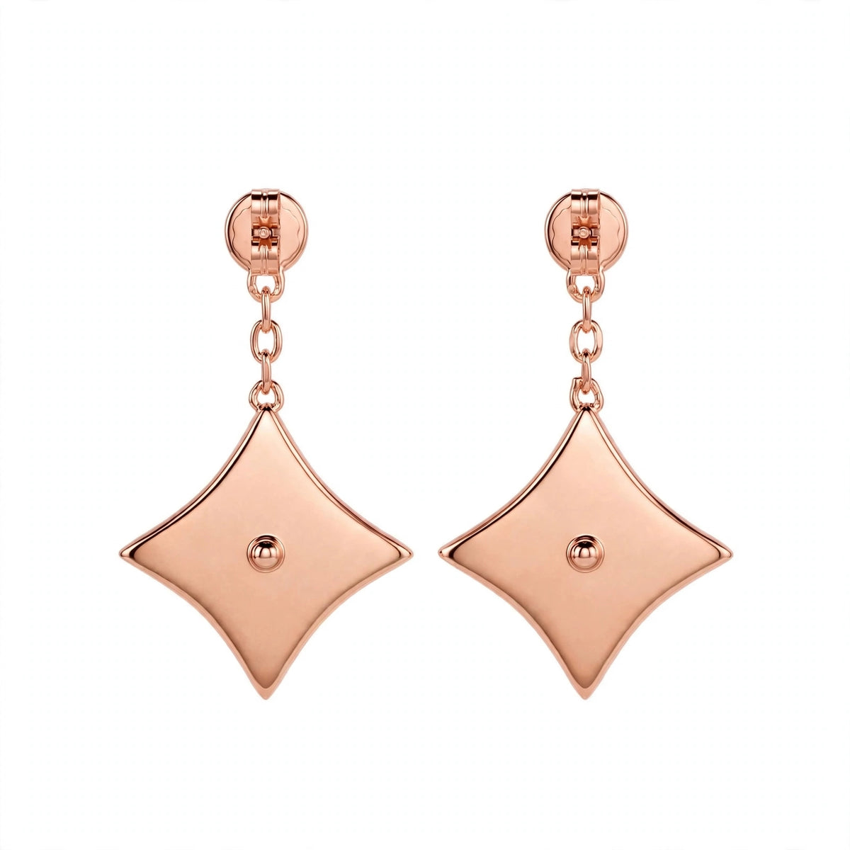 Handmade Pink Mother of Pearl Clover Drop Earrings in Gold Filled.