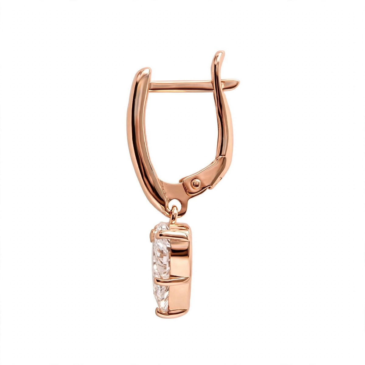 14K Gold Heart Cut Solitaire Drop Earrings