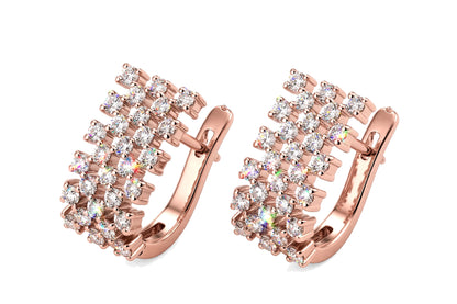Multi-Row Pavé Diamond Huggie Hoop Earrings.
