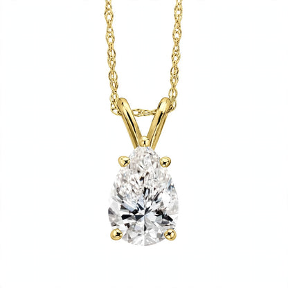 14K White Gold Pear-Shaped Diamond Solitaire Pendant Necklace