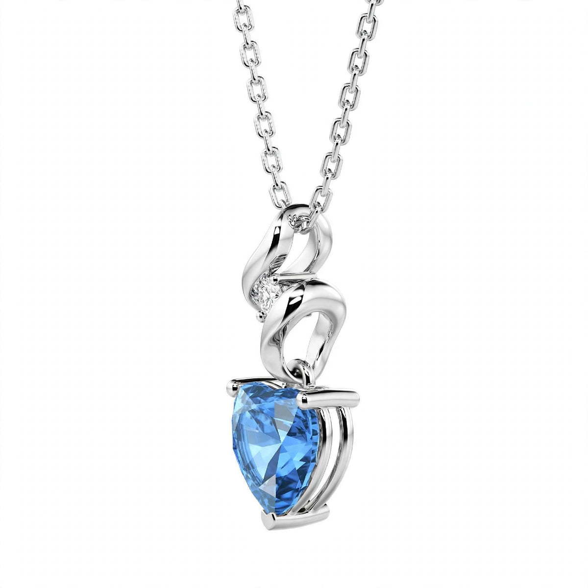 925 Sterling Silver Twist Heart Cut Birthstone Pendant Necklace