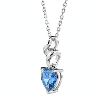 925 Sterling Silver Twist Heart Cut Birthstone Pendant Necklace