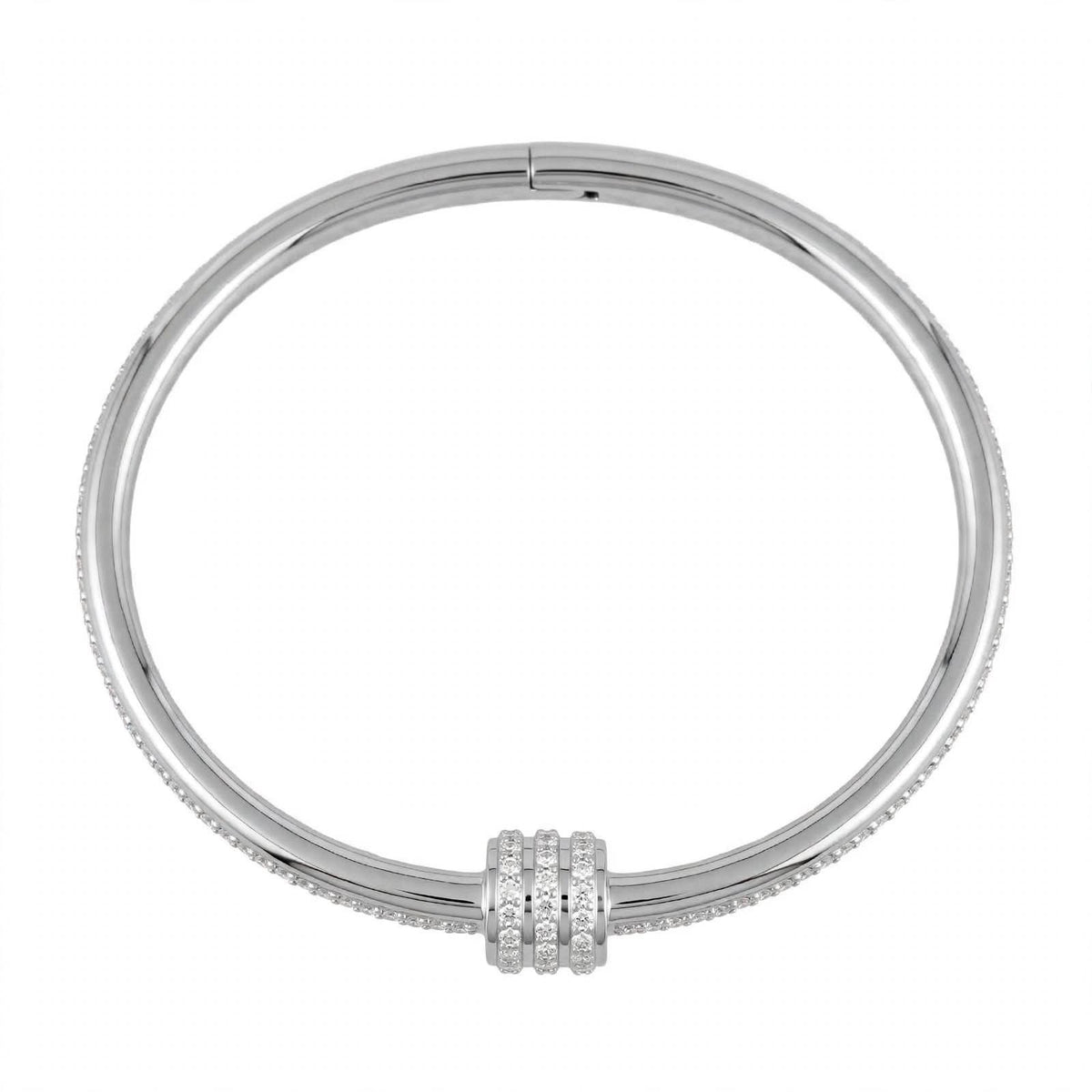 18K Yellow Gold Plated Triple Cylinder Pavé Bangle