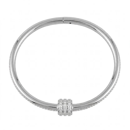18K Yellow Gold Plated Triple Cylinder Pavé Bangle