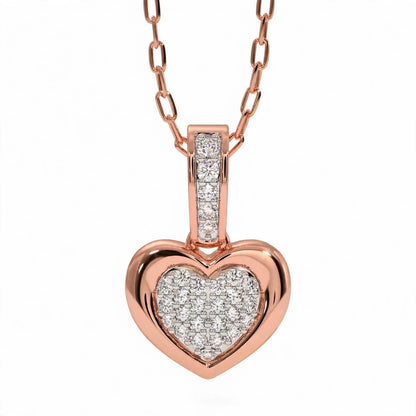 14K Yellow Gold Pavé Diamond Heart Pendant Necklace