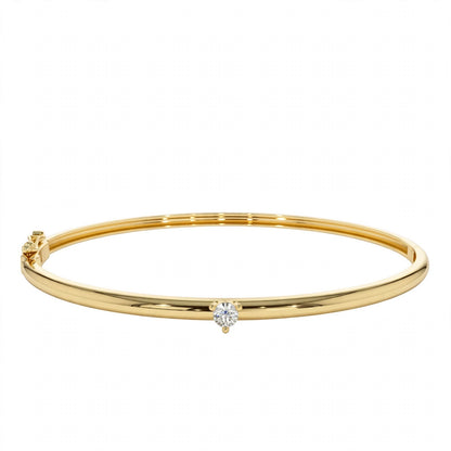 14K Yellow Gold Solitaire Diamond Bangle Bracelet