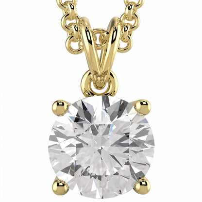 18K White Gold Round Cut Diamond Solitaire Pendant Necklace