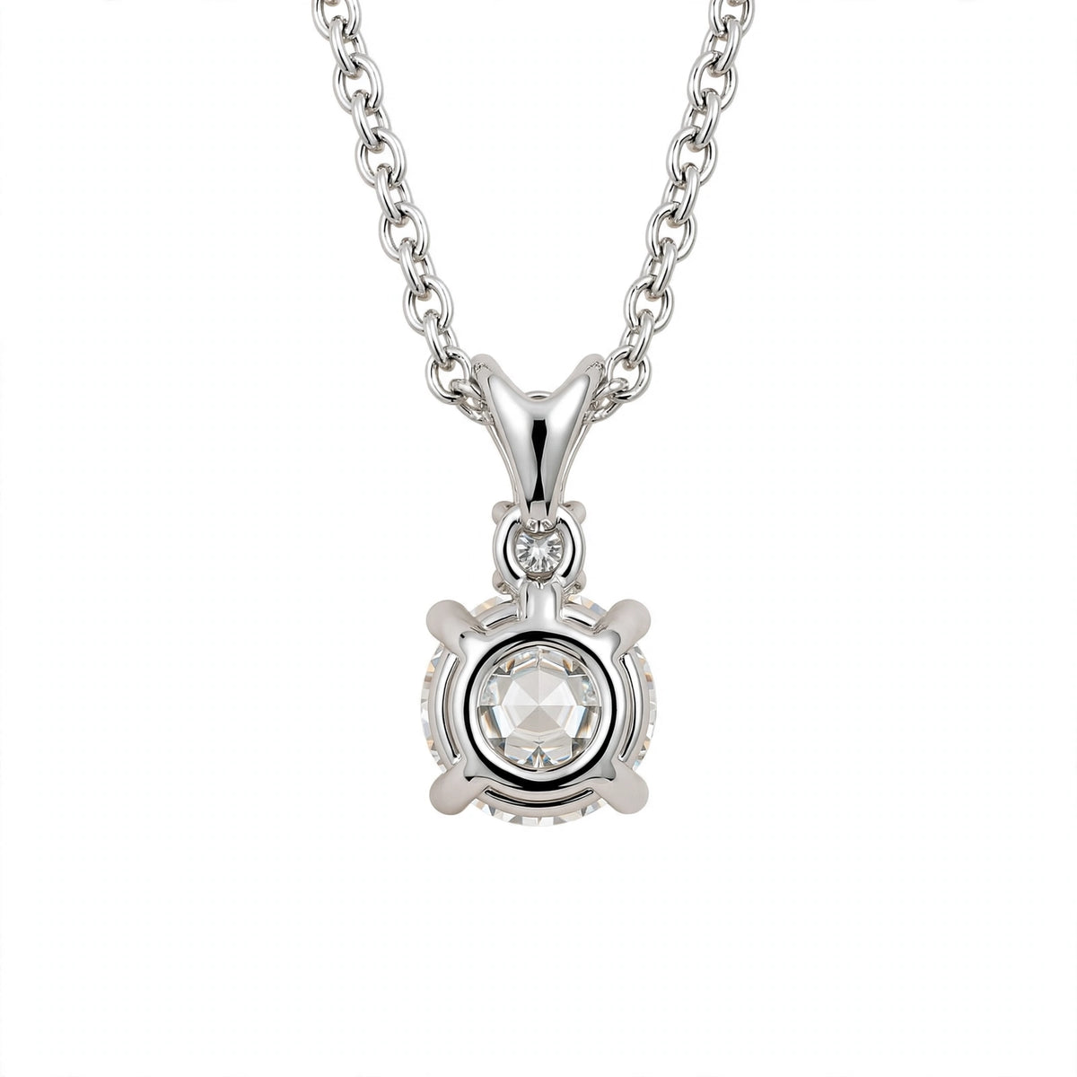14K White Gold Radiant Dual-Stone Solitaire Diamond Pendant Necklace