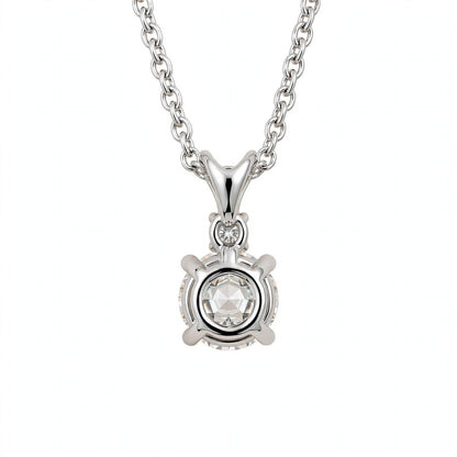 14K White Gold Radiant Dual-Stone Solitaire Diamond Pendant Necklace