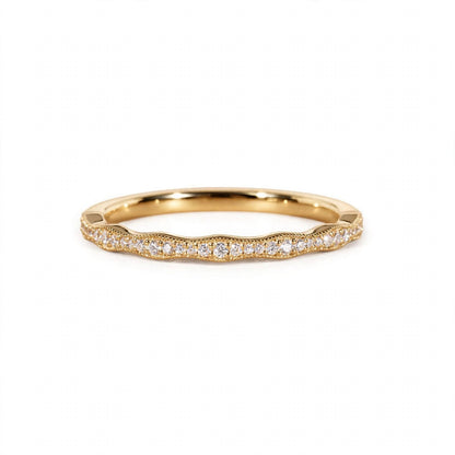 18K Rose Gold Pavé Wave Anniversary Band