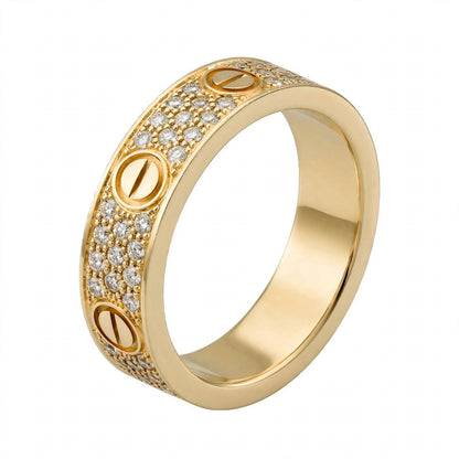 18K Yellow Gold Pavé Diamond Screw Motif Band