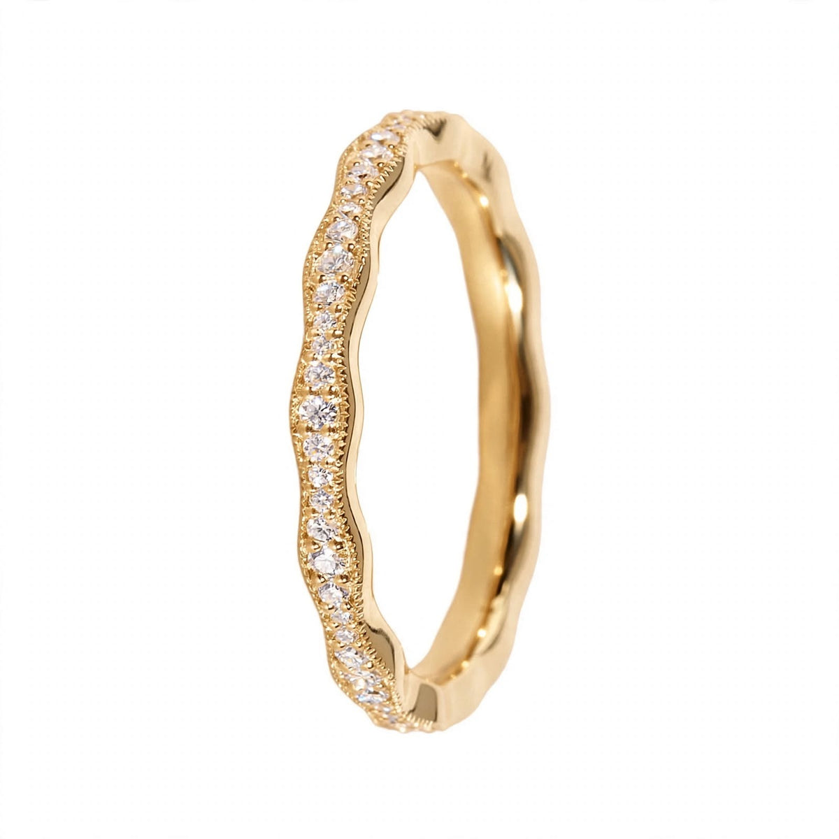 18K Rose Gold Pavé Wave Anniversary Band