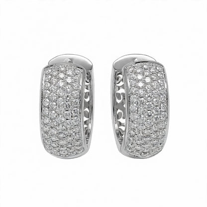 18K Yellow Gold Multi-Row Diamond Pavé Huggie Hoop Earrings