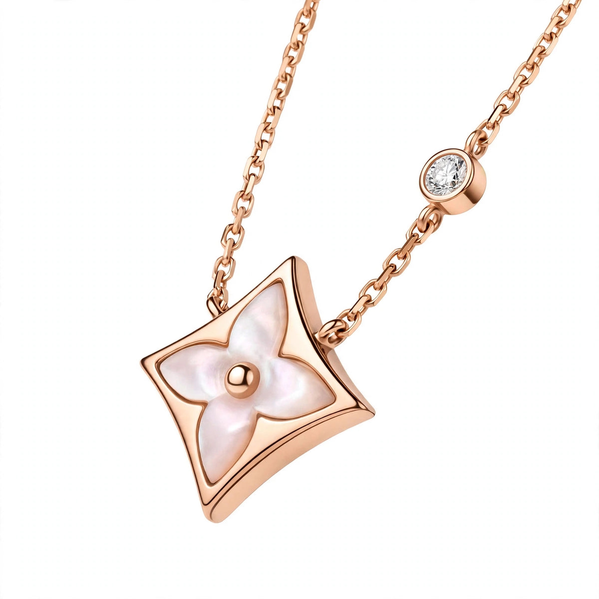 Handmade Mother of Pearl Flower Pendant Necklace