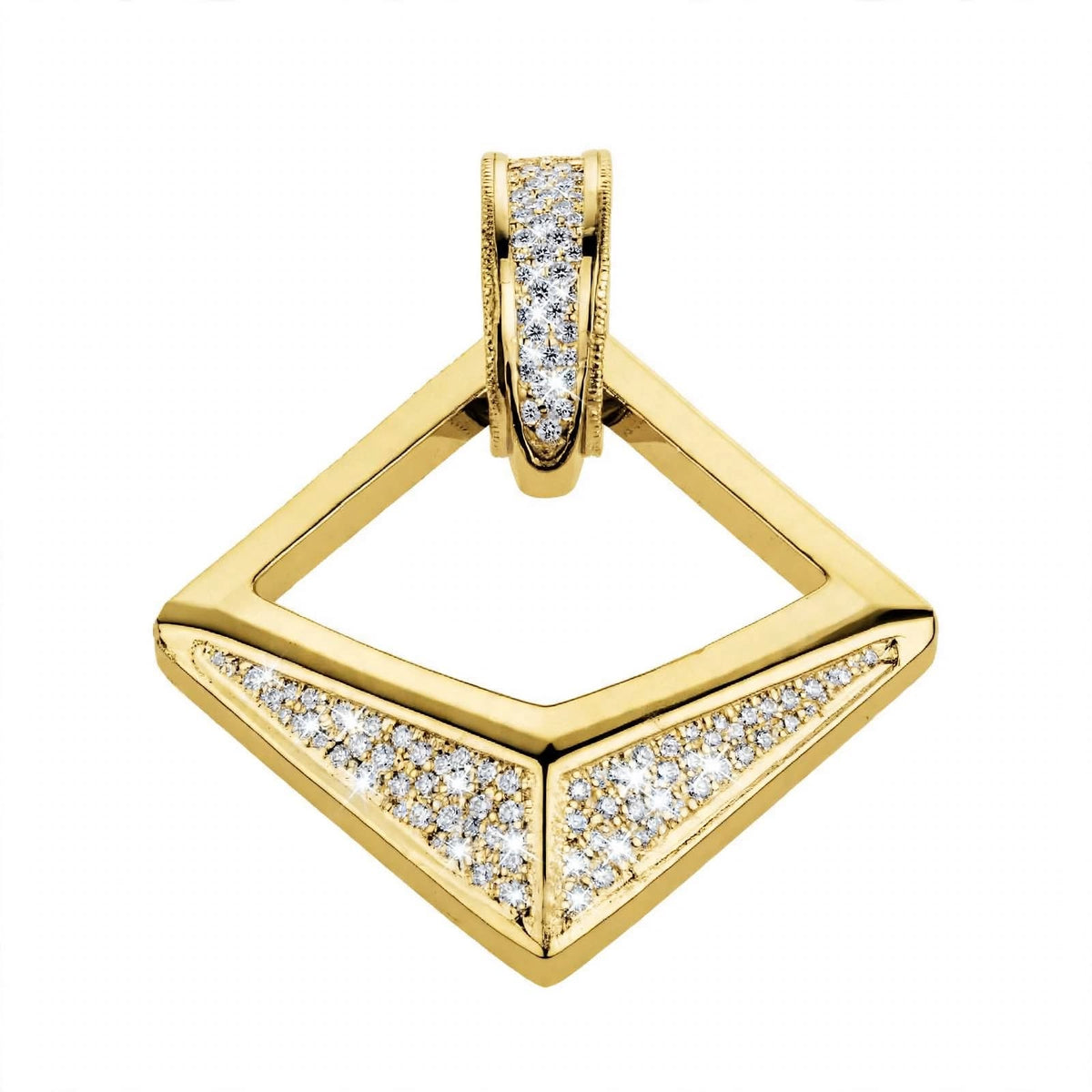 18K Rose Gold Modern Geometric Open Rhombus Diamond Pendant