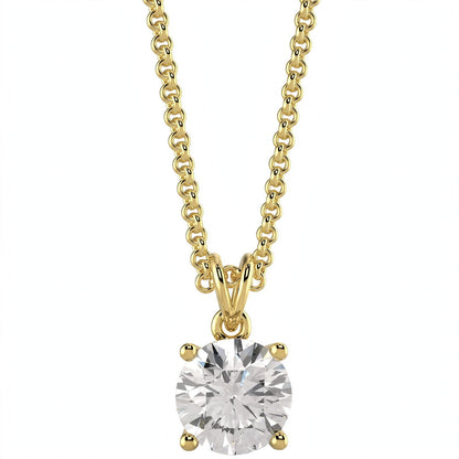 18K White Gold Round Cut Diamond Solitaire Pendant Necklace
