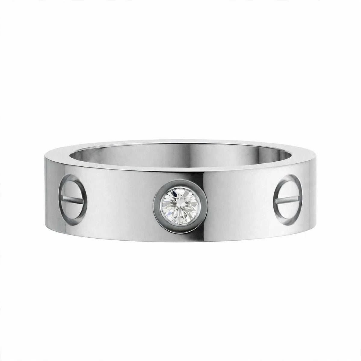 14K Yellow Gold Screw Motif Diamond Band Ring