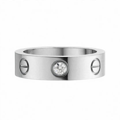 14K Yellow Gold Screw Motif Diamond Band Ring