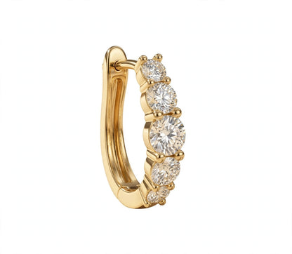 14K Yellow Gold Graduated Diamond Hoop Earrings