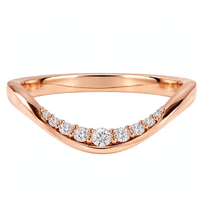 14K White Gold Shared-Prong Curved Diamond Wedding Band