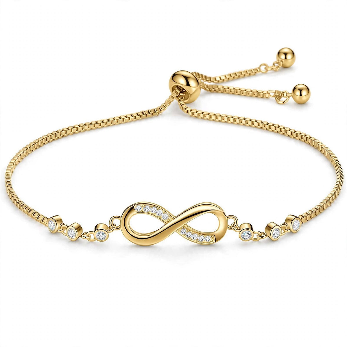 18K Rose Gold Plated Infinity Bolo Bracelet With Lab-Grown Diamonds
