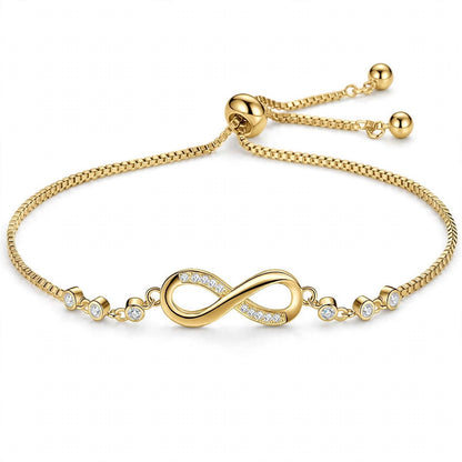 18K Rose Gold Plated Infinity Bolo Bracelet With Lab-Grown Diamonds
