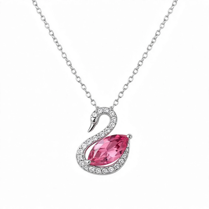 925 Sterling Silver Blue Crystal Swan Pendant Necklace