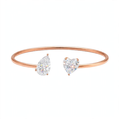 14K Rose Gold Toi et Moi Open Cuff Bracelet