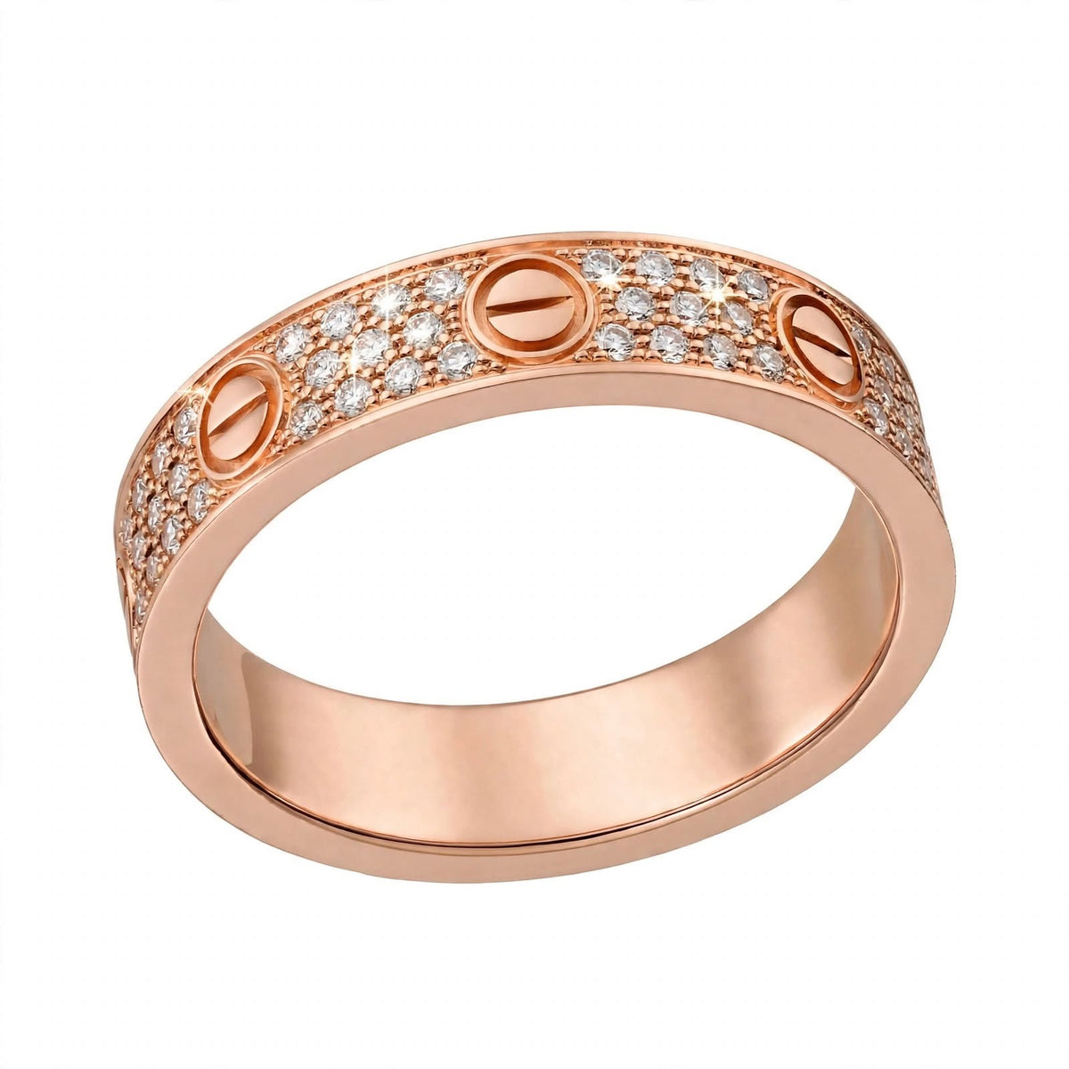18K Yellow Gold Pavé Diamond Screw Motif Band